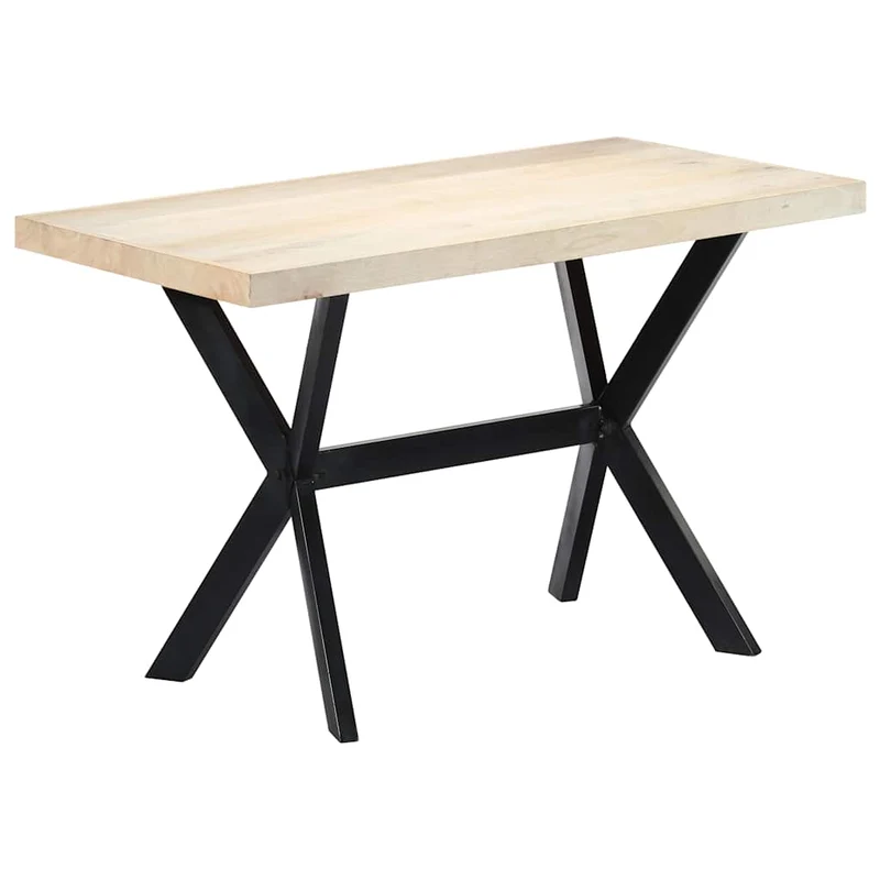 247442 vidaXL Dining Table White 120x60x75 cm Solid Mango Wood