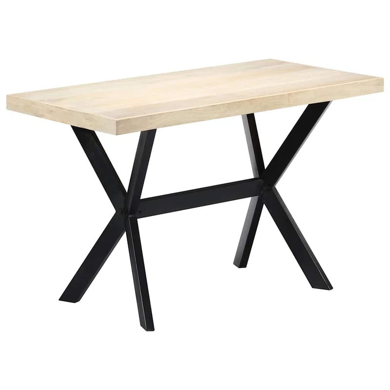 247442 vidaXL Dining Table White 120x60x75 cm Solid Mango Wood