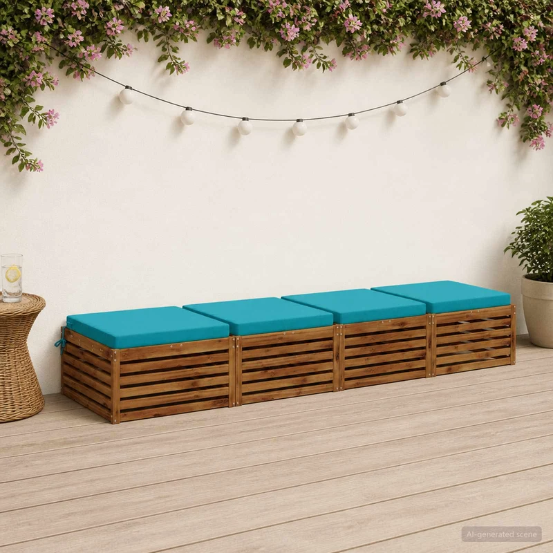 Seat Cushions SOEST 4 pcs 100% Polyester Turquoise