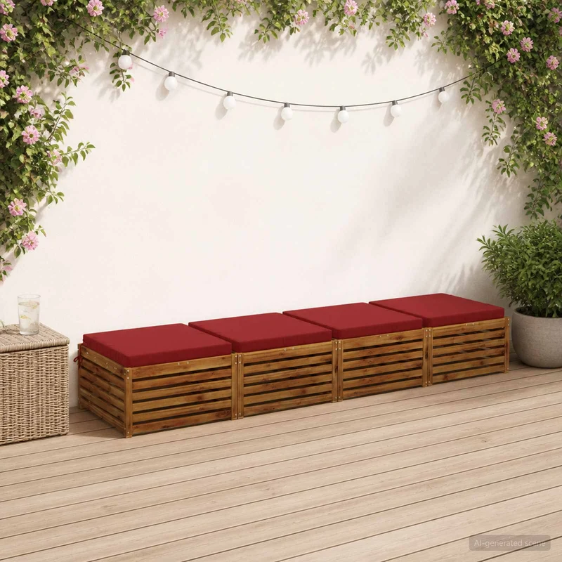 Seat Cushions SOEST 4 pcs 100% Polyester Wine Red
