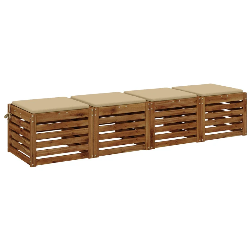 Seat Cushions SOEST 4 pcs 100% Polyester Beige 45 x 45 x 3 cm