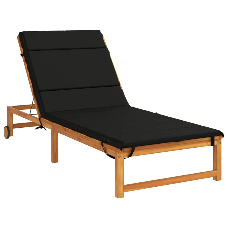Sunlounger Cushion GEMERT 100% Polyester Black 200 x 80 x 3 cm