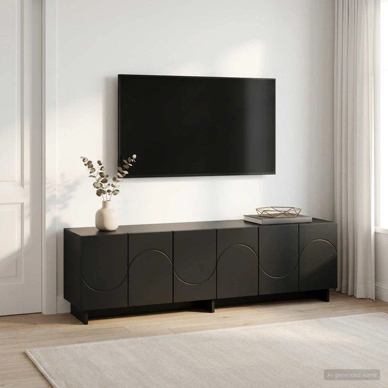 TV Stand 140 x 34.5 x 40 cm Black Engineered Wood