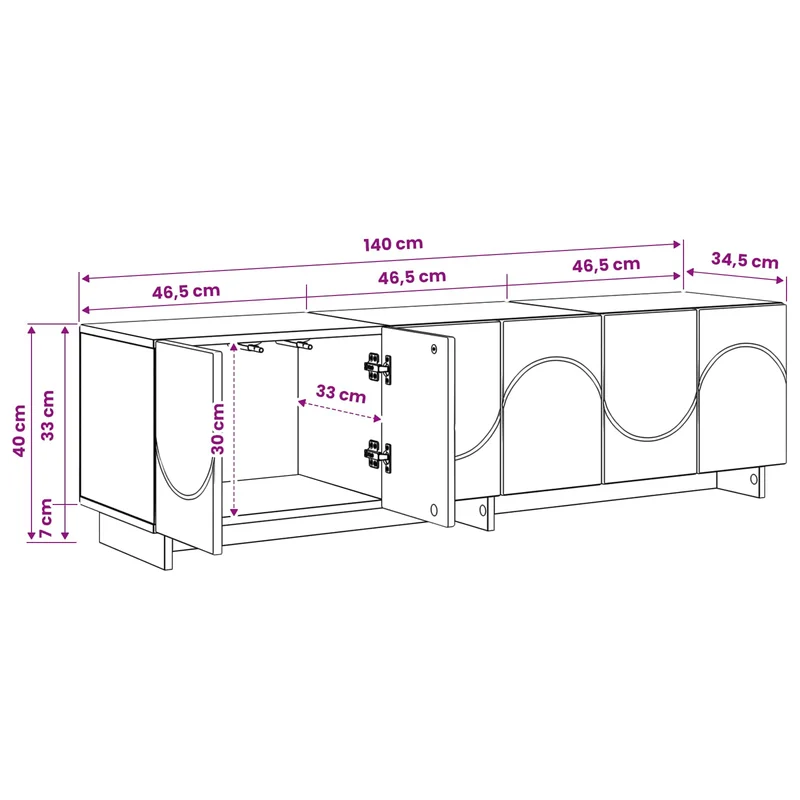TV Stand 140 x 34.5 x 40 cm Concrete Grey Engineered Wood