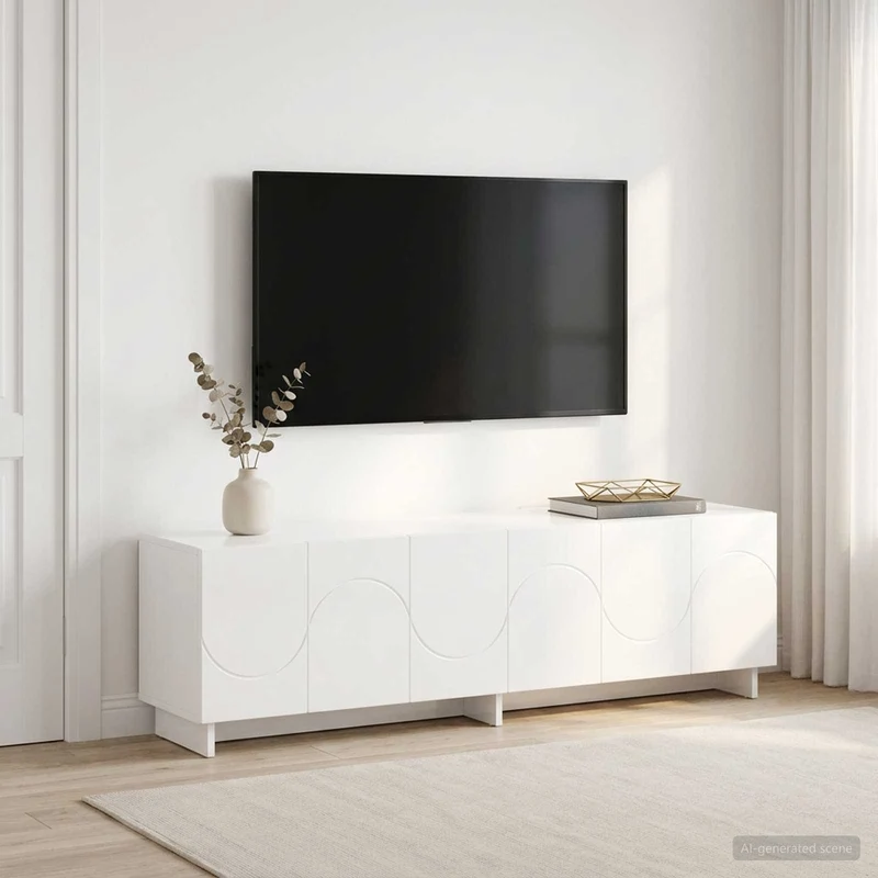 TV Stand 140 x 34.5 x 40 cm High Gloss White Engineered Wood