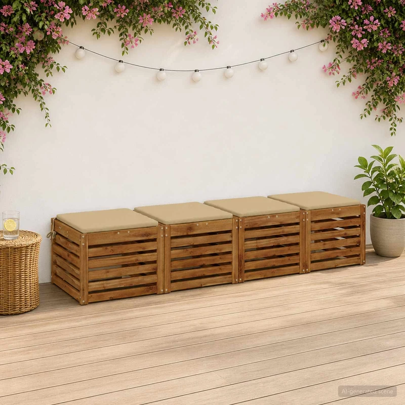 Seat Cushions SOEST 4 pcs 100% Polyester Beige 50 x 50 x 3 cm