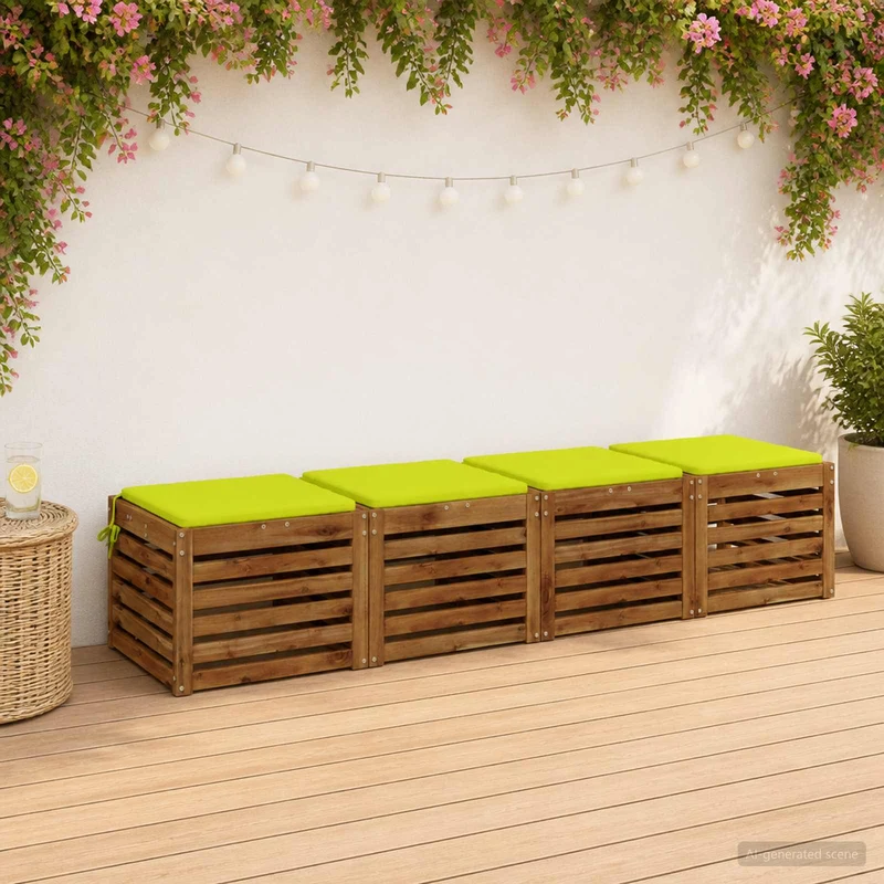 Seat Cushions SOEST 4 pcs 100% Polyester Bright Green
