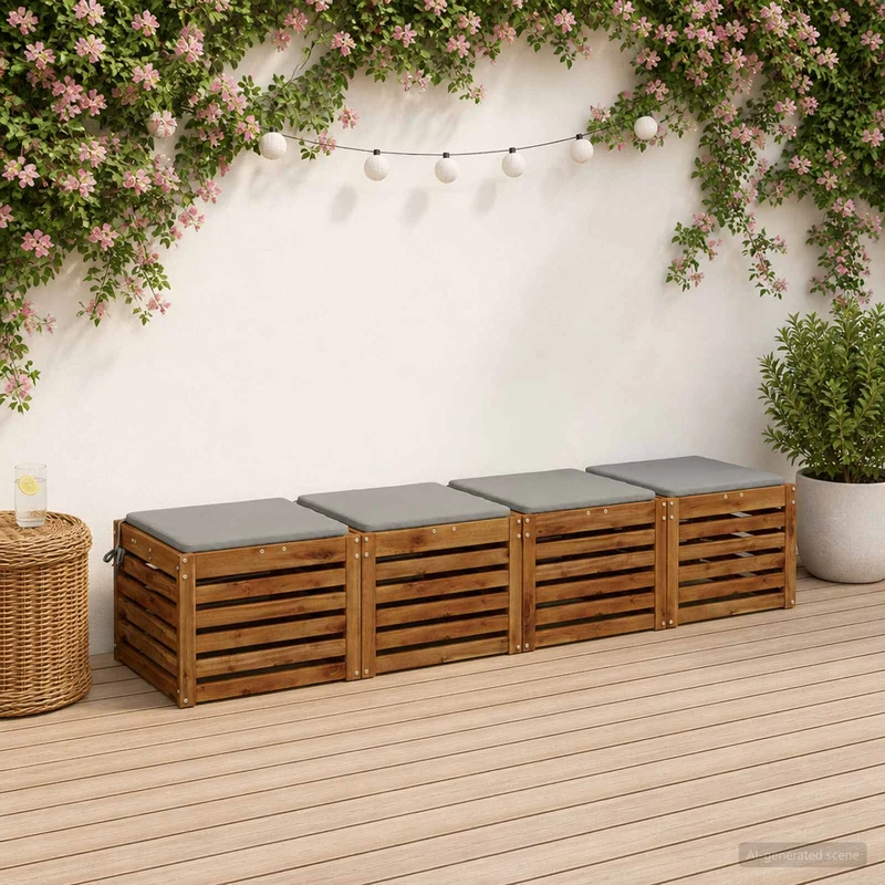 Seat Cushions SOEST 4 pcs 100% Polyester Grey 45 x 45 x 3 cm
