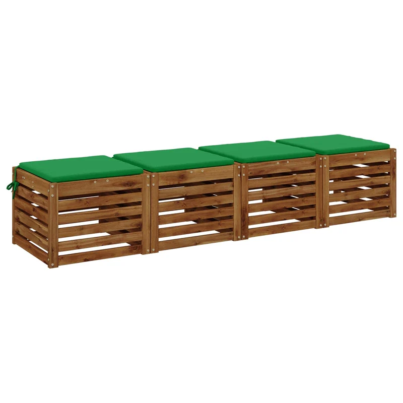 Seat Cushions SOEST 4 pcs 100% Polyester Green 45 x 45 x 3 cm