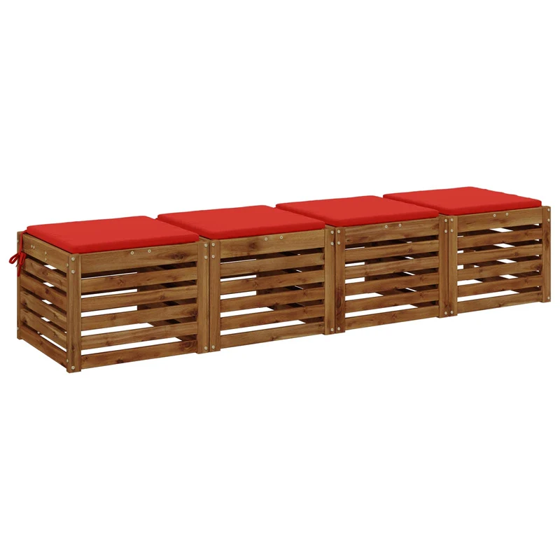 Seat Cushions SOEST 4 pcs 100% Polyester Red 45 x 45 x 3 cm