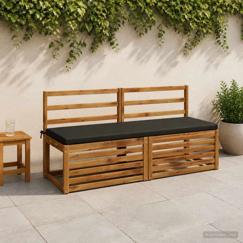 Bench Cushion SOEST 100% Polyester Black 140 x 50 x 5 cm
