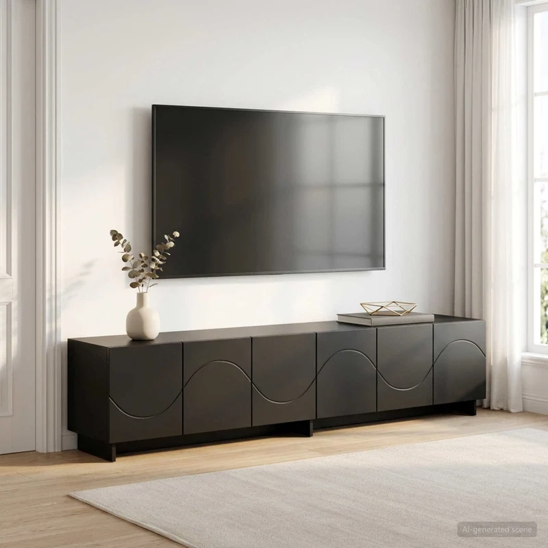 TV Stand 180 x 34.5 x 40 cm Black Engineered Wood
