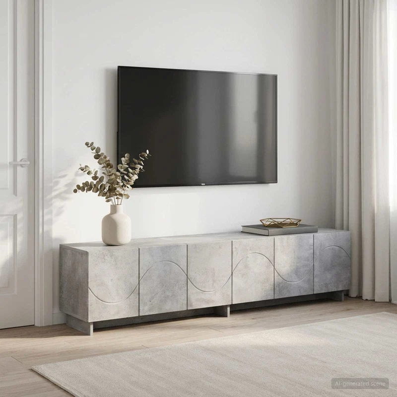 TV Stand 180 x 34.5 x 40 cm Concrete Grey Engineered Wood