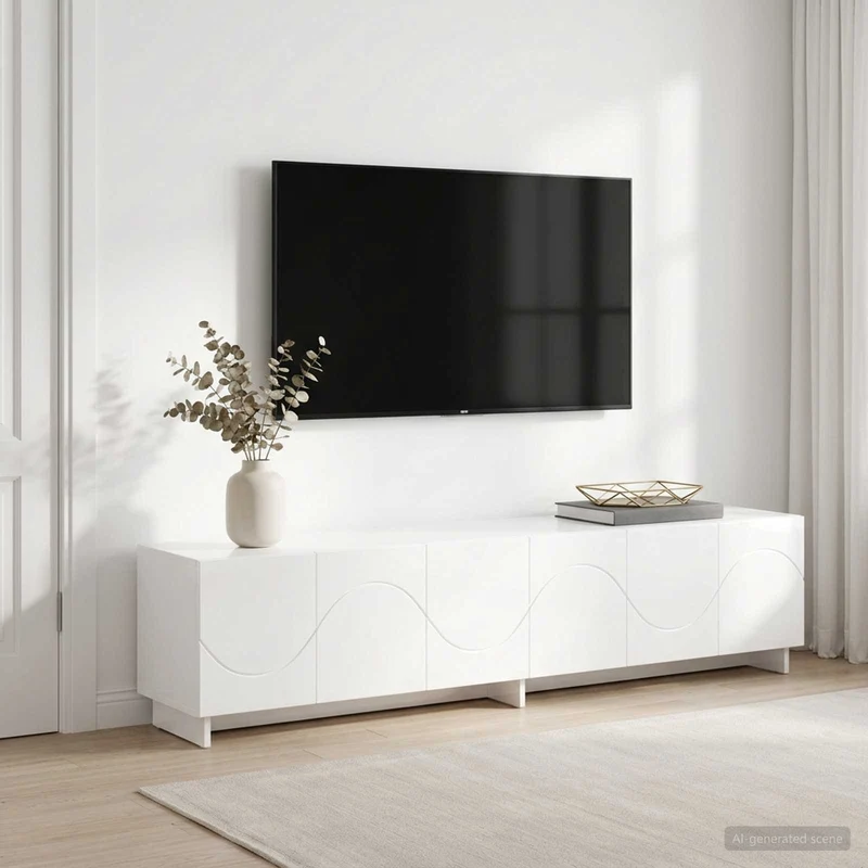 TV Stand 180 x 34.5 x 40 cm High Gloss White Engineered Wood