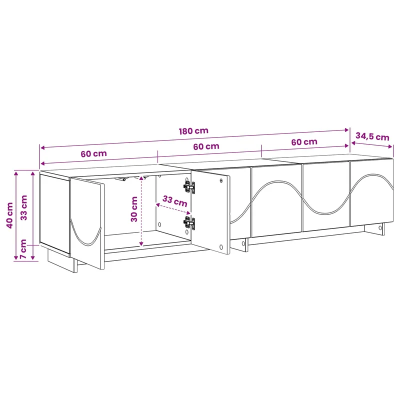 TV Stand 180 x 34.5 x 40 cm Grey Sonoma Engineered Wood
