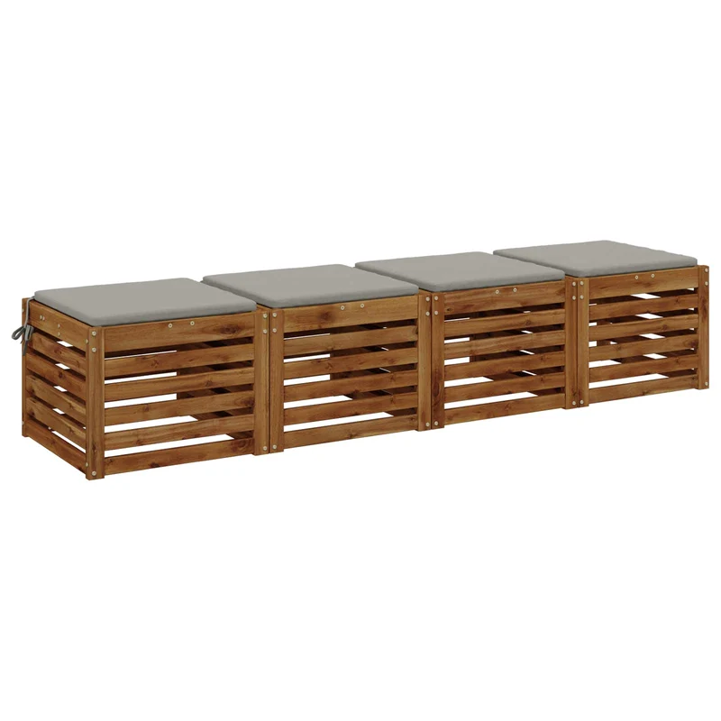 Seat Cushions SOEST 4 pcs 100% Polyester Grey 50 x 50 x 3 cm