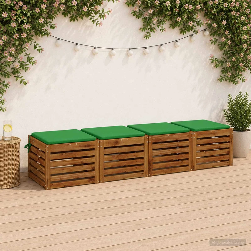 Seat Cushions SOEST 4 pcs 100% Polyester Green 50 x 50 x 3 cm