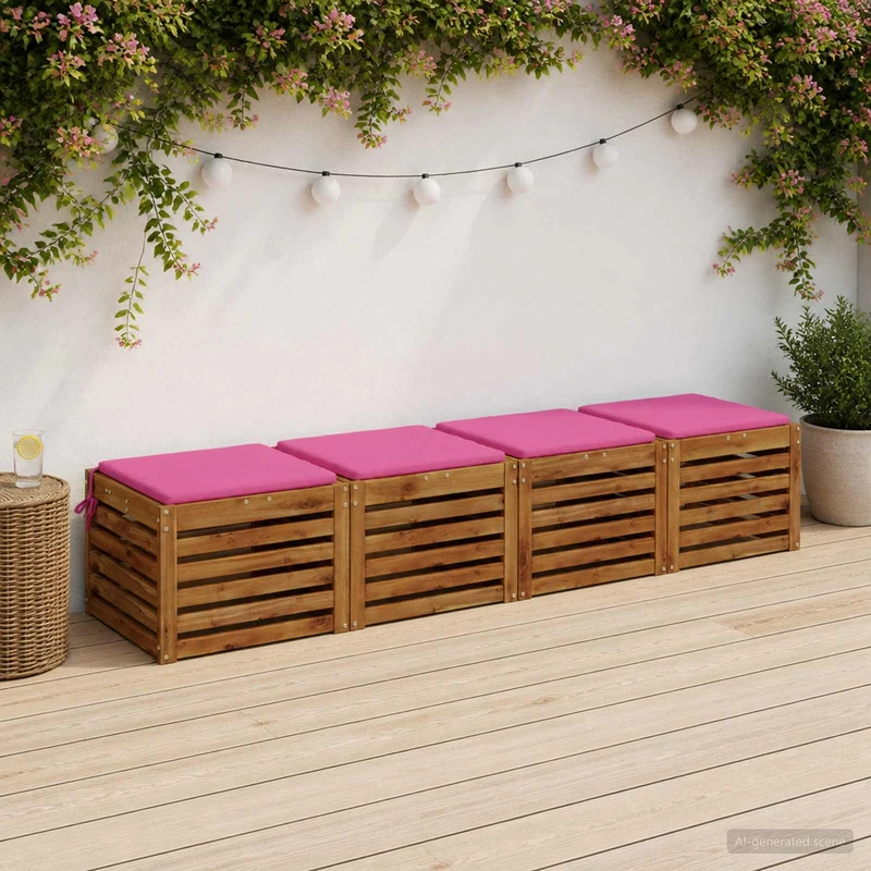Seat Cushions SOEST 4 pcs 100% Polyester Pink 50 x 50 x 3 cm