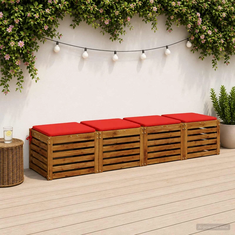 Seat Cushions SOEST 4 pcs 100% Polyester Red 50 x 50 x 3 cm
