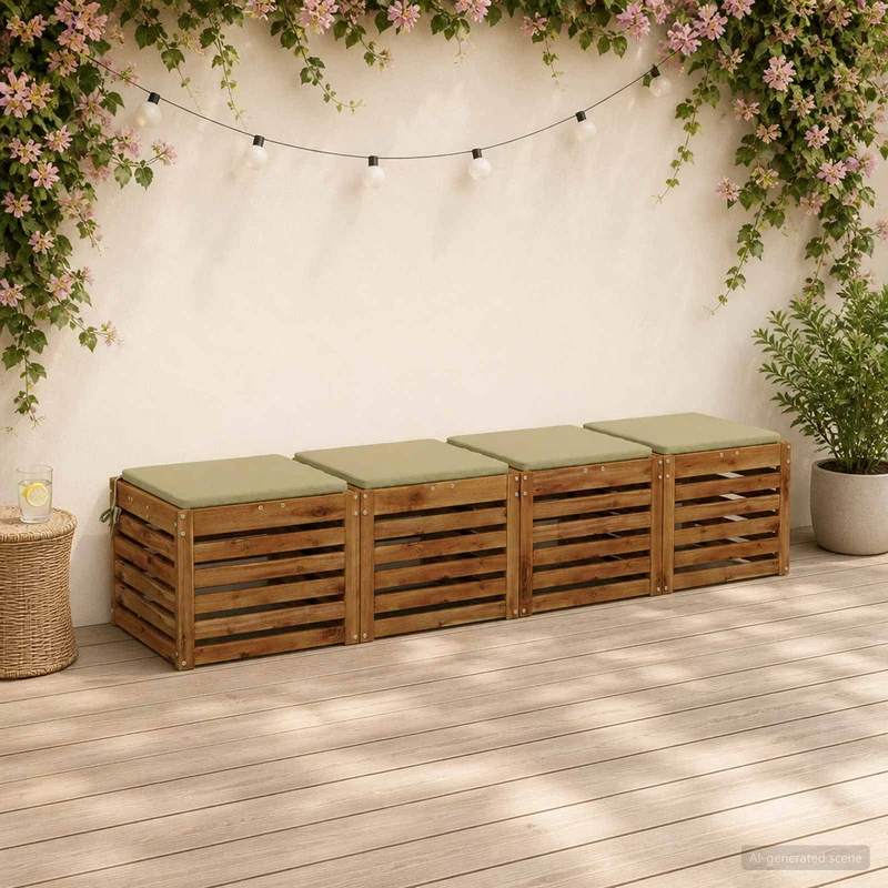 Seat Cushions SOEST 4 pcs 100% Polyester Light Green