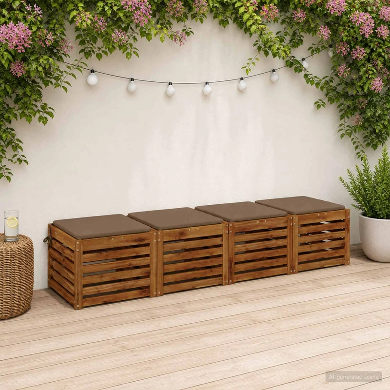 Seat Cushions SOEST 4 pcs 100% Polyester Taupe 40 x 40 x 3 cm