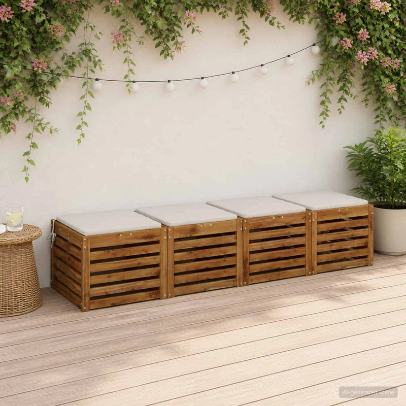 Seat Cushions SOEST 4 pcs 100% Polyester White 40 x 40 x 3 cm