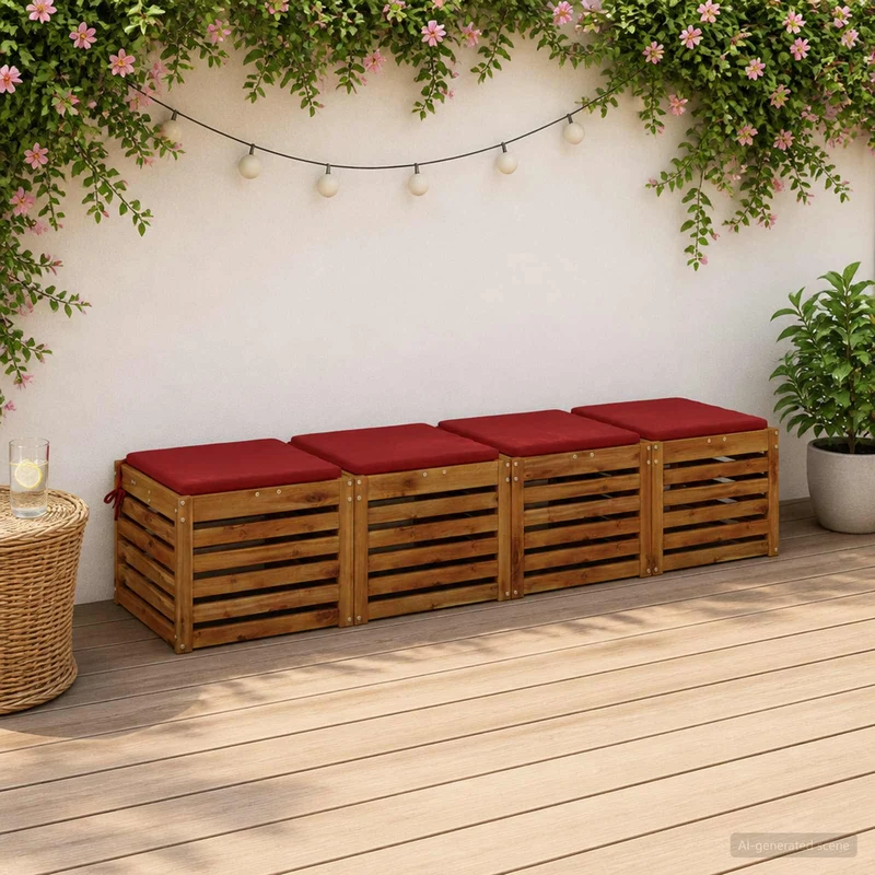 Seat Cushions SOEST 4 pcs 100% Polyester Wine Red