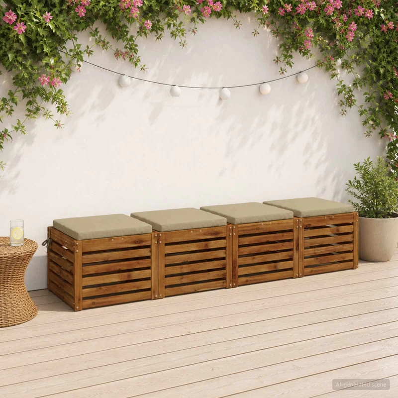 Seat Cushions SOEST 4 pcs 100% Polyester Light Green
