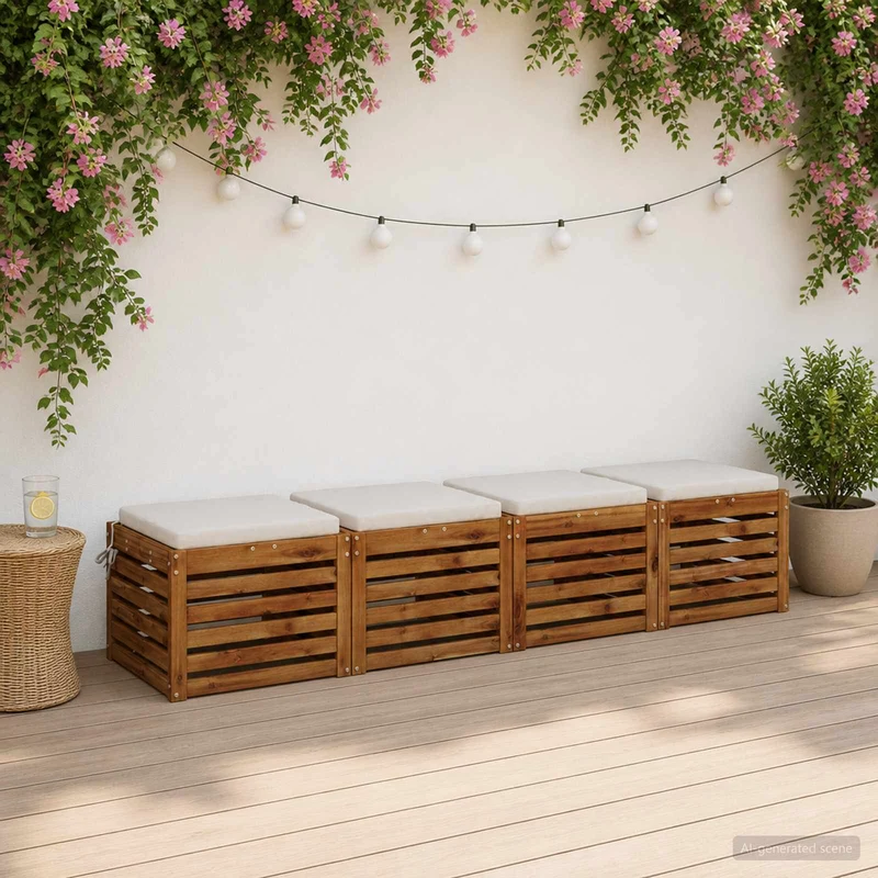 Seat Cushions SOEST 4 pcs 100% Polyester White 50 x 50 x 5 cm
