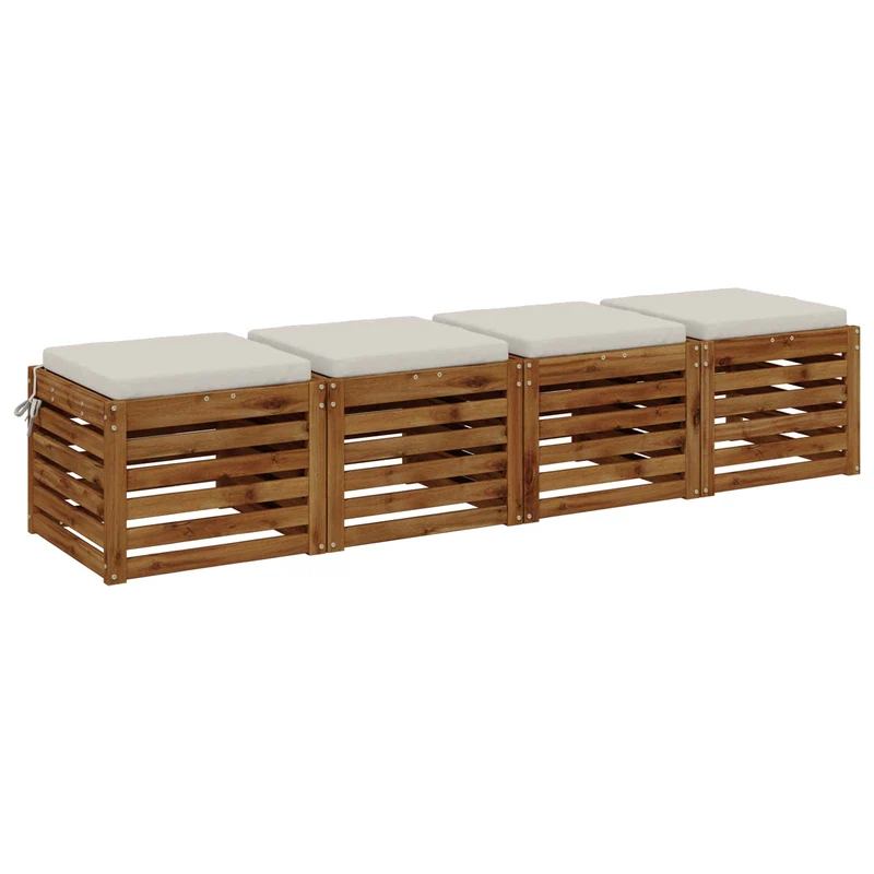 Seat Cushions SOEST 4 pcs 100% Polyester White 50 x 50 x 5 cm