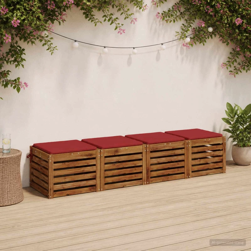 Seat Cushions SOEST 4 pcs 100% Polyester Red 40 x 40 x 3 cm