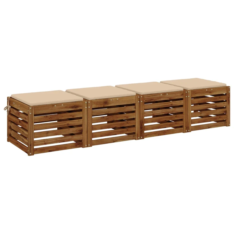 Seat Cushions SOEST 4 pcs 100% Polyester Cream 40 x 40 x 3 cm