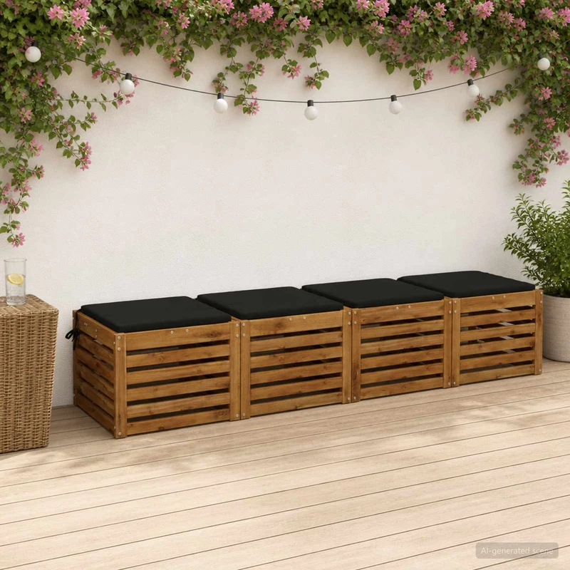Seat Cushions SOEST 4 pcs 100% Polyester Black 40 x 40 x 3 cm