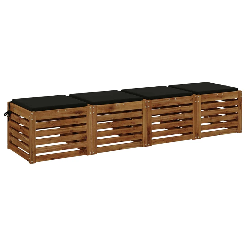 Seat Cushions SOEST 4 pcs 100% Polyester Black 40 x 40 x 3 cm