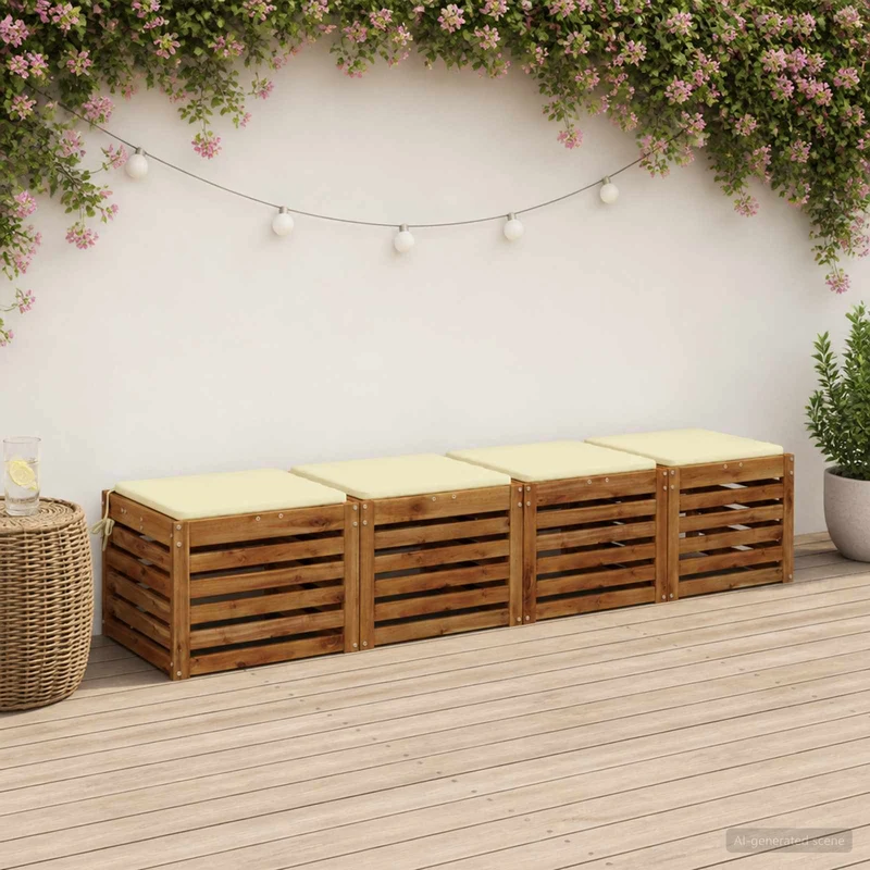 Seat Cushions SOEST 4 pcs 100% Polyester Cream 40 x 40 x 3 cm