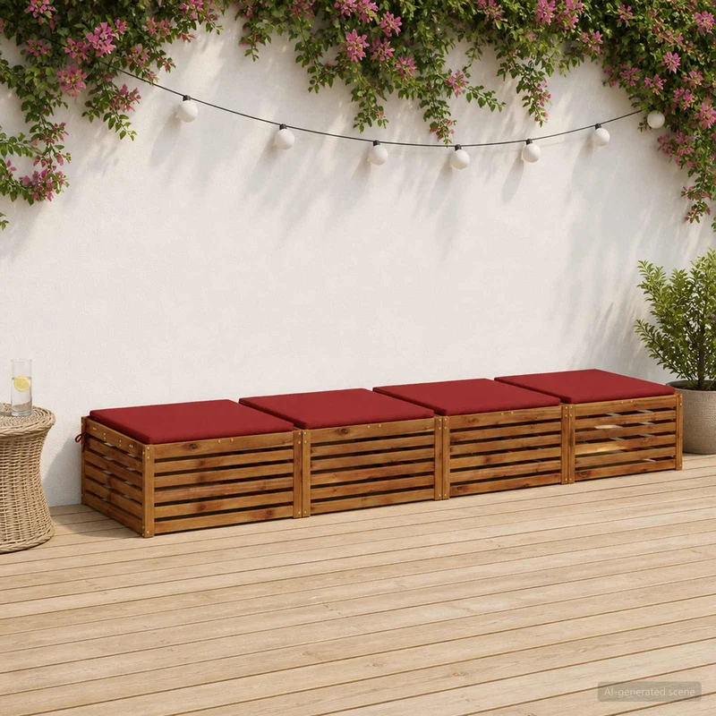 Seat Cushions SOEST 4 pcs 100% Polyester Red 60 x 60 x 3 cm