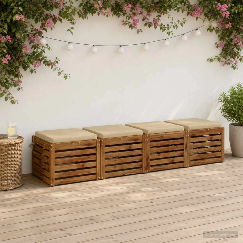 Seat Cushions SOEST 4 pcs 100% Polyester Beige 50 x 50 x 5 cm