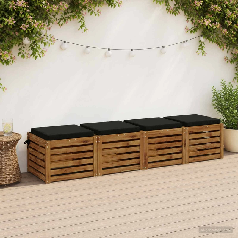 Seat Cushions SOEST 4 pcs 100% Polyester Black 50 x 50 x 5 cm