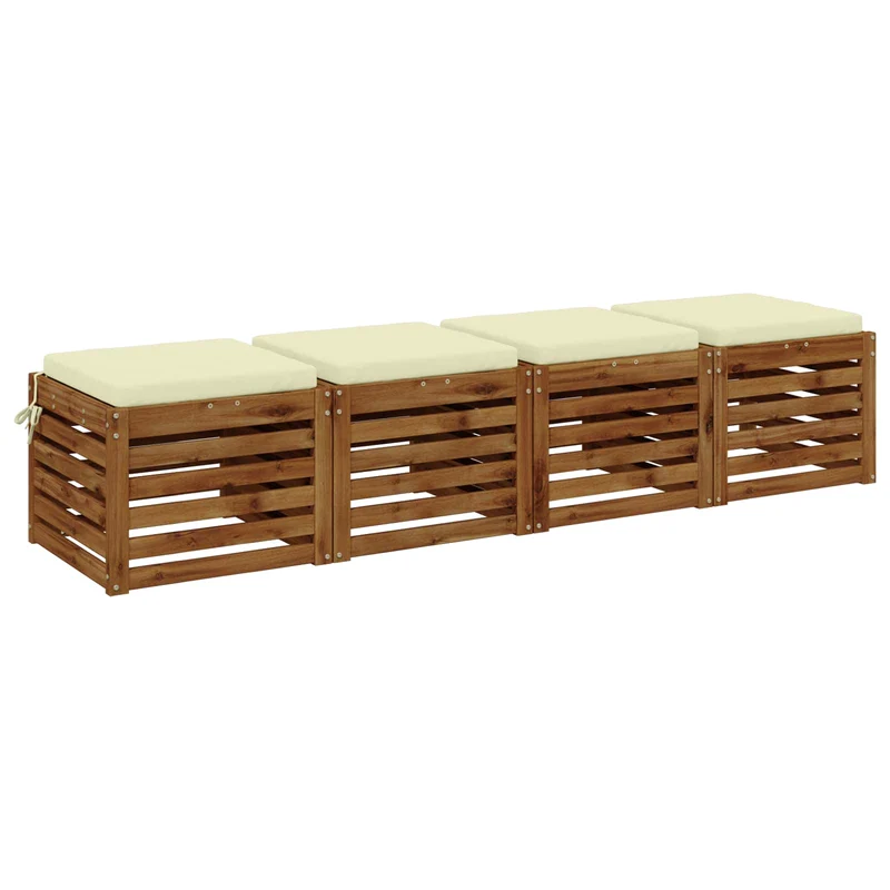 Seat Cushions SOEST 4 pcs 100% Polyester Cream 50 x 50 x 5 cm