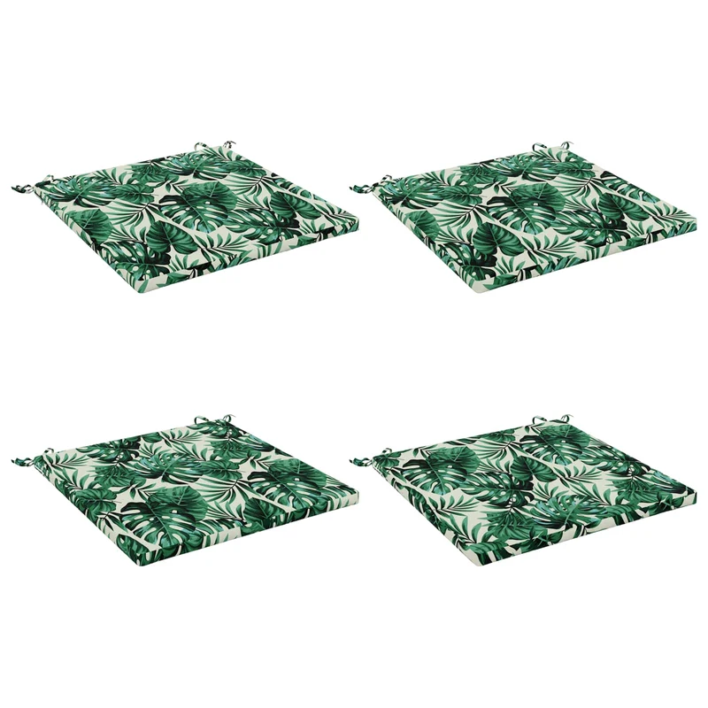 Seat Cushions SOEST 4 pcs 100% Polyester Leaf Pattern