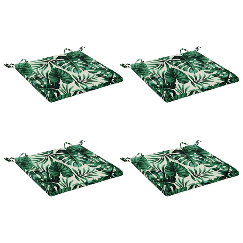 Seat Cushions SOEST 4 pcs 100% Polyester Leaf Pattern