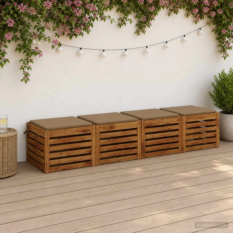 Seat Cushions SOEST 4 pcs 100% Polyester Taupe 40 x 40 x 3 cm