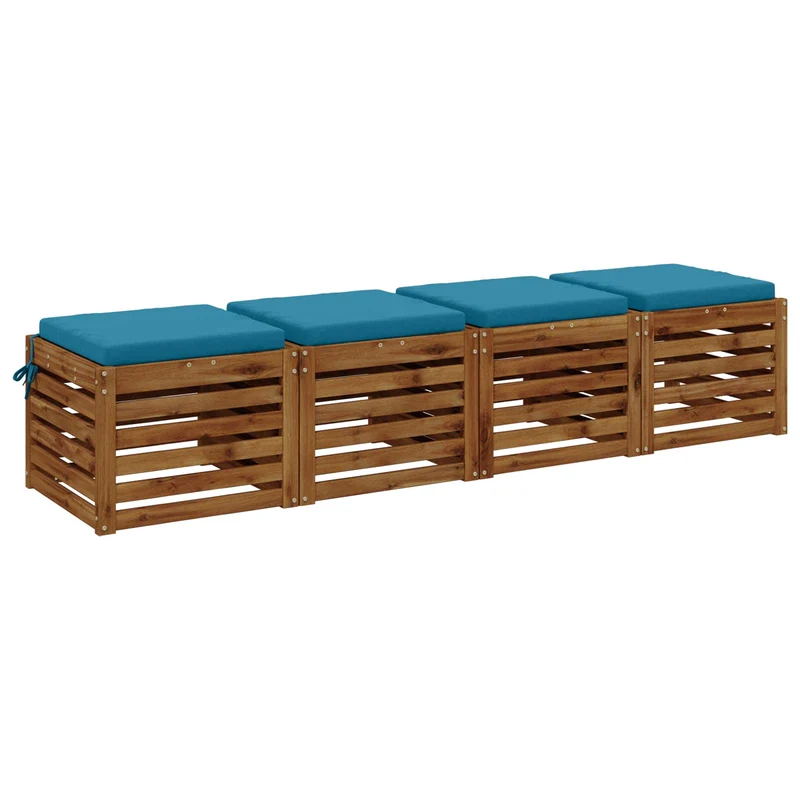 Seat Cushions SOEST 4 pcs 100% Polyester Light Blue