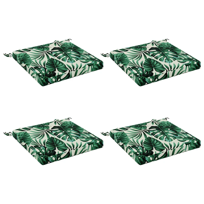 Seat Cushions SOEST 4 pcs 100% Polyester Leaf Pattern