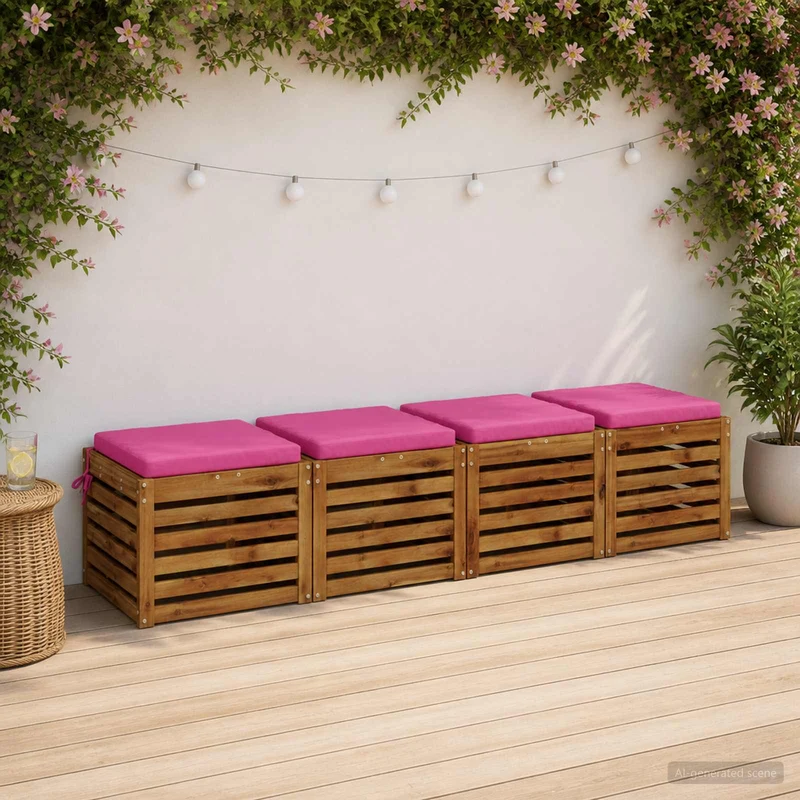 Seat Cushions SOEST 4 pcs 100% Polyester Pink 50 x 50 x 5 cm