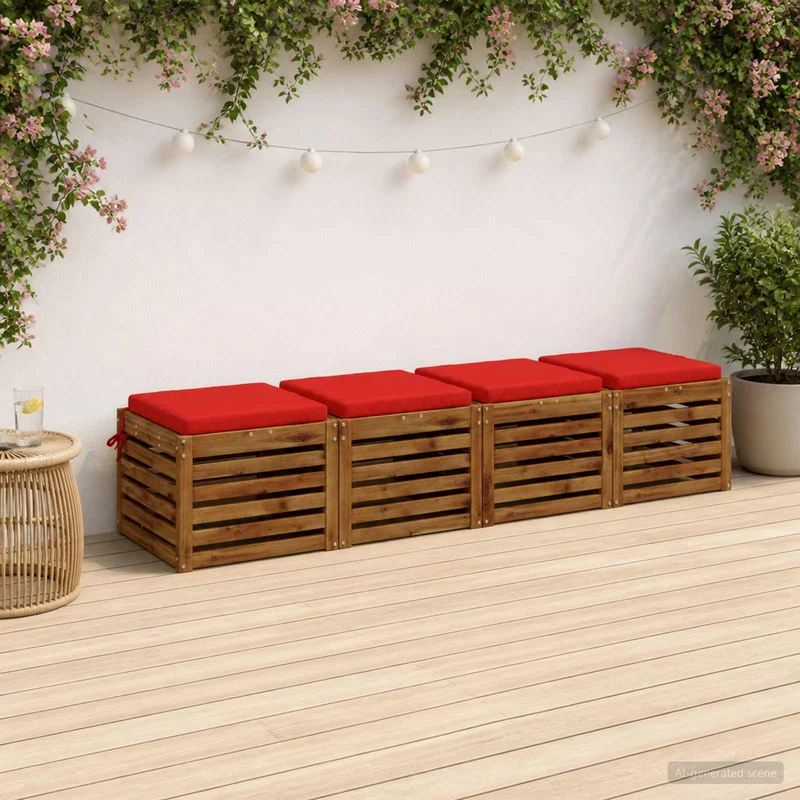 Seat Cushions SOEST 4 pcs 100% Polyester Red 50 x 50 x 5 cm