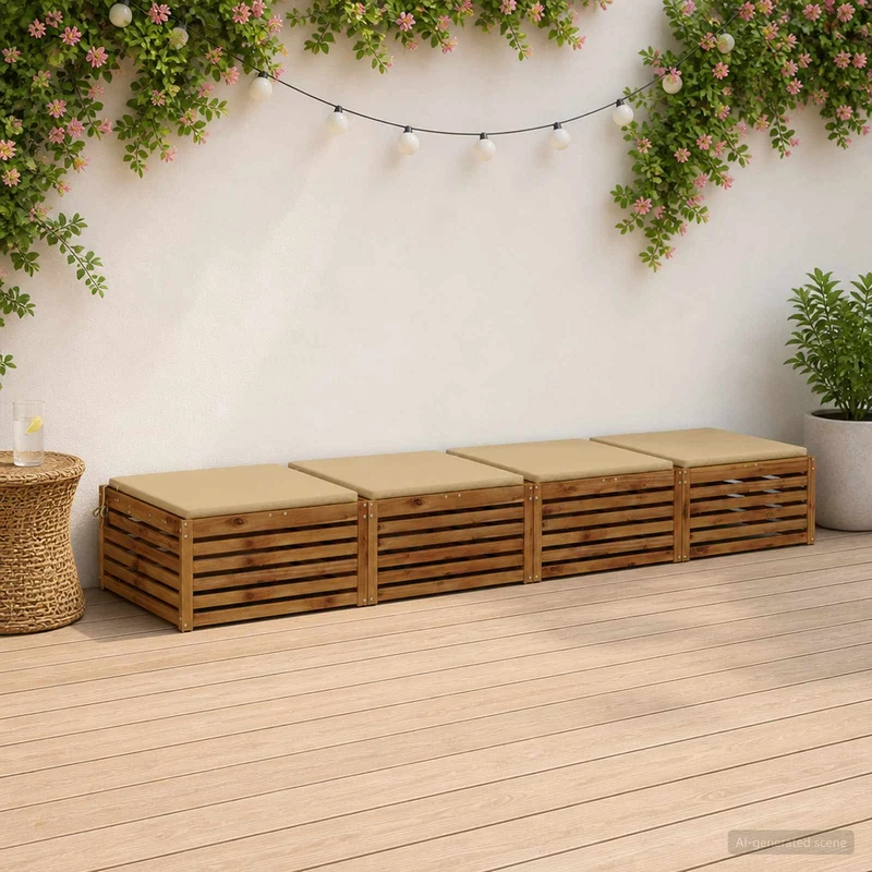 Seat Cushions SOEST 4 pcs 100% Polyester Beige 60 x 60 x 3 cm