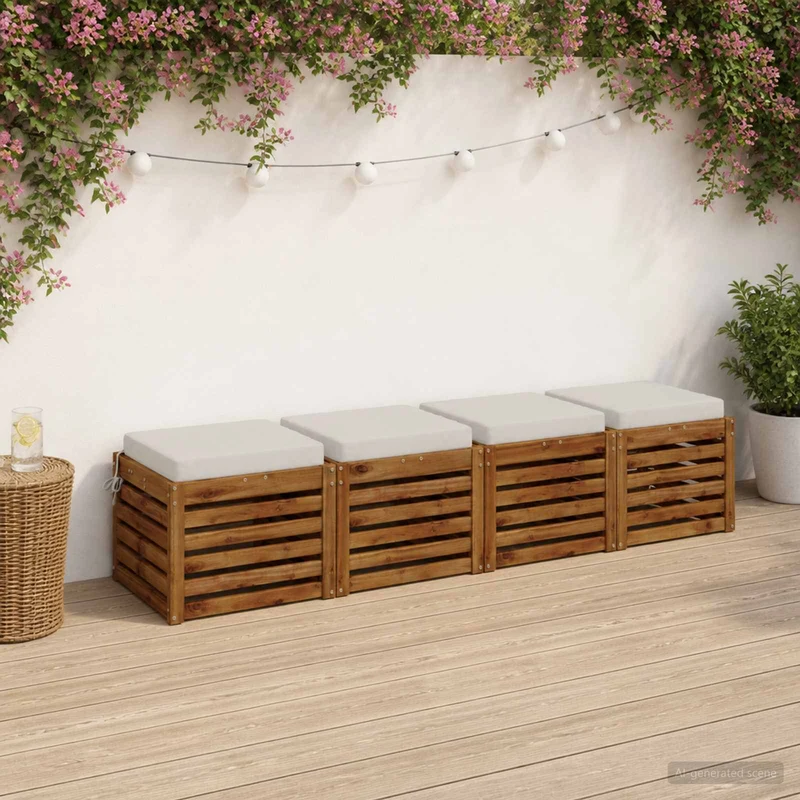 Seat Cushions SOEST 4 pcs 100% Polyester White 50 x 50 x 7 cm