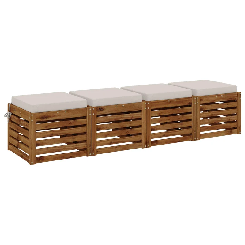 Seat Cushions SOEST 4 pcs 100% Polyester White 50 x 50 x 7 cm