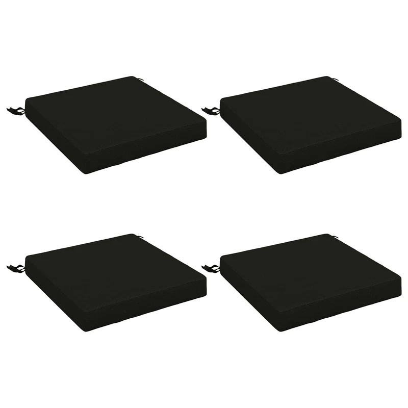 Seat Cushions SOEST 4 pcs 100% Polyester Black 50 x 50 x 7 cm